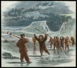 Image of Kane Expedition: Dr. Kane Meeting Eskimos [Inuit], Engraving